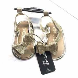 Bebe Baby Sparkle Sandals Gold 3 to 6 Months Sz 2